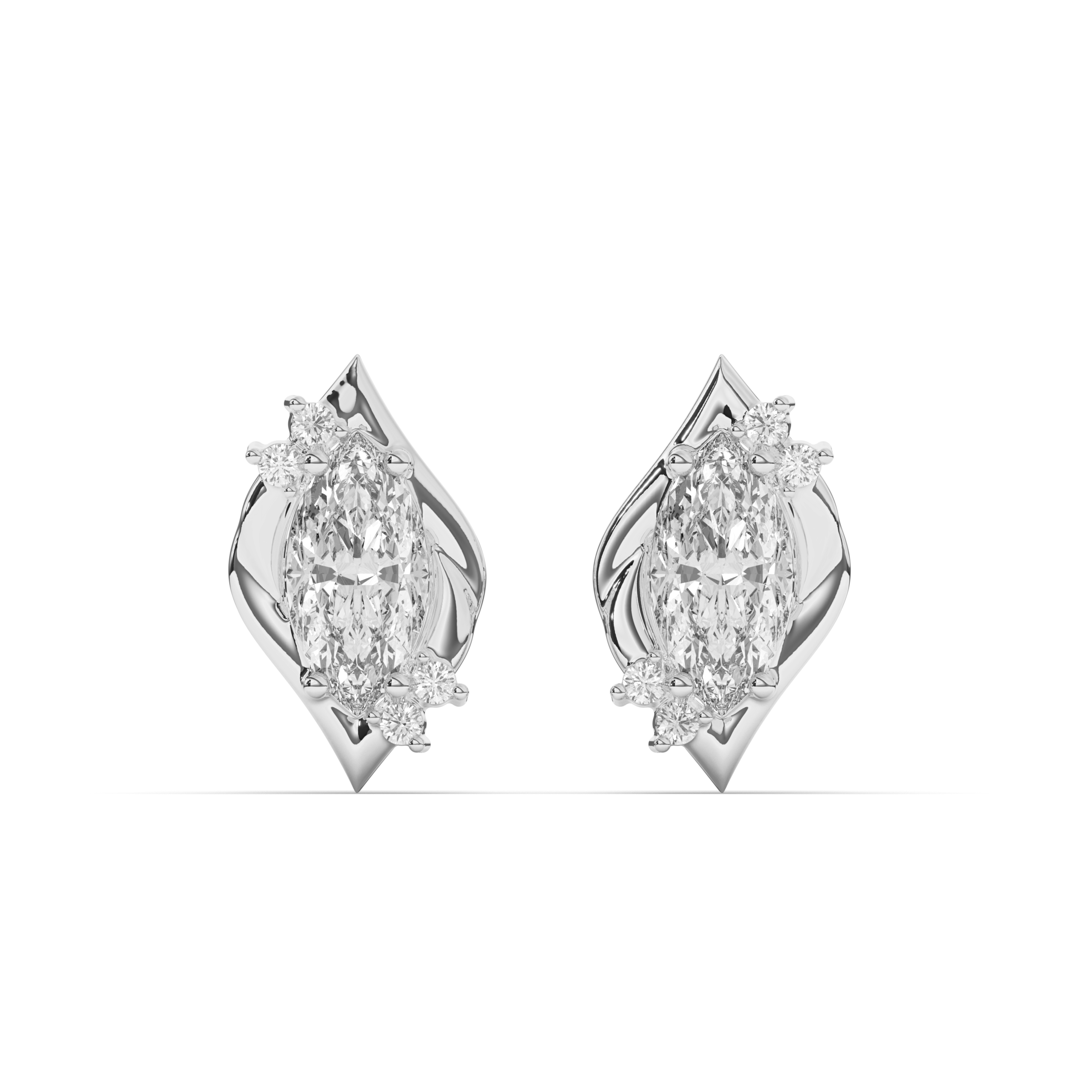 Halo Marquise Lab-Grown Diamond Stud Earrings - Pear Jewels
